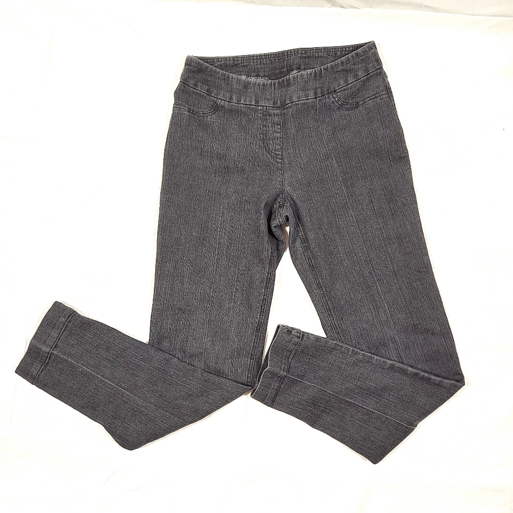 Slim-Sation By Multiples Black Stretchy Faux Denim Pants